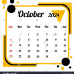 Oktober 2024 Kalender In Flacher Ausführung: Stock Vektorgrafik | October 2024 Calendar Ideas