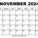 Printable November 2024 Calendar | October November 2024 Calendar Printable