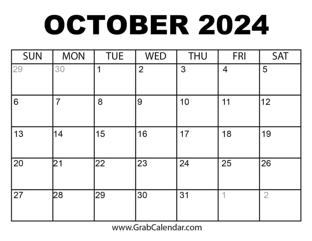 Printable October 2024 Calendar | Calendar 2024