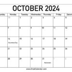 Printable October 2024 Calendar |  Calendar 2024