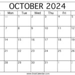 Printable October 2024 Calendar | October 4Th 2024 Calendar