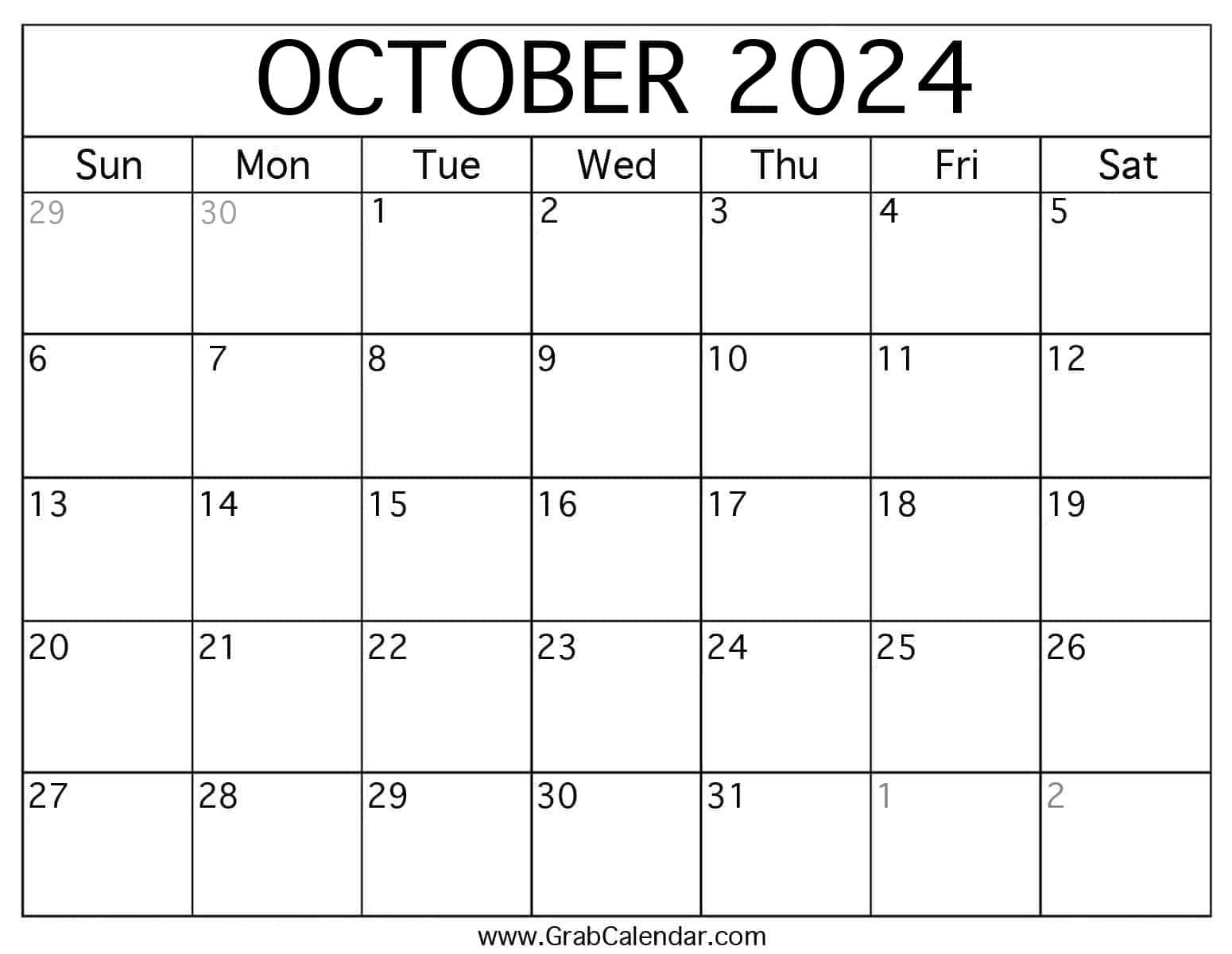 Printable October 2024 Calendar | October 4Th 2024 Calendar