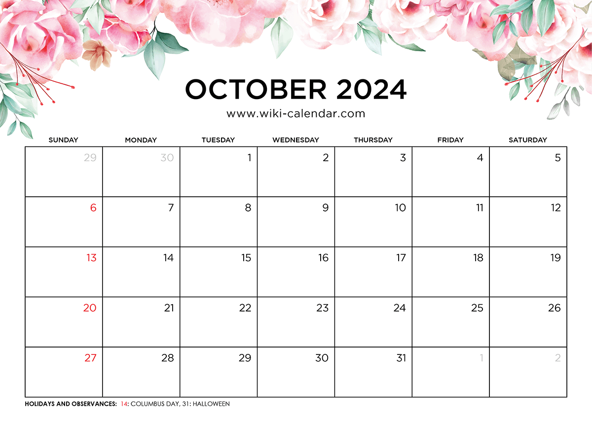 Printable October 2024 Calendar Templates With Holidays | Calendar 2024