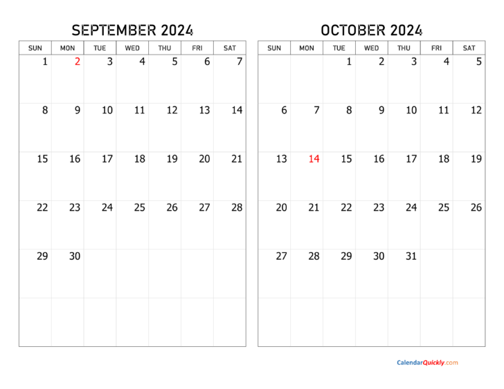 Printable Calendar September-October 2024 | Calendar 2024