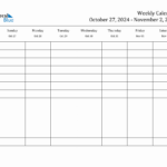 Weekly Calendar   October 27, 2024 To November 2, 2024   (Pdf |  Calendar 2024