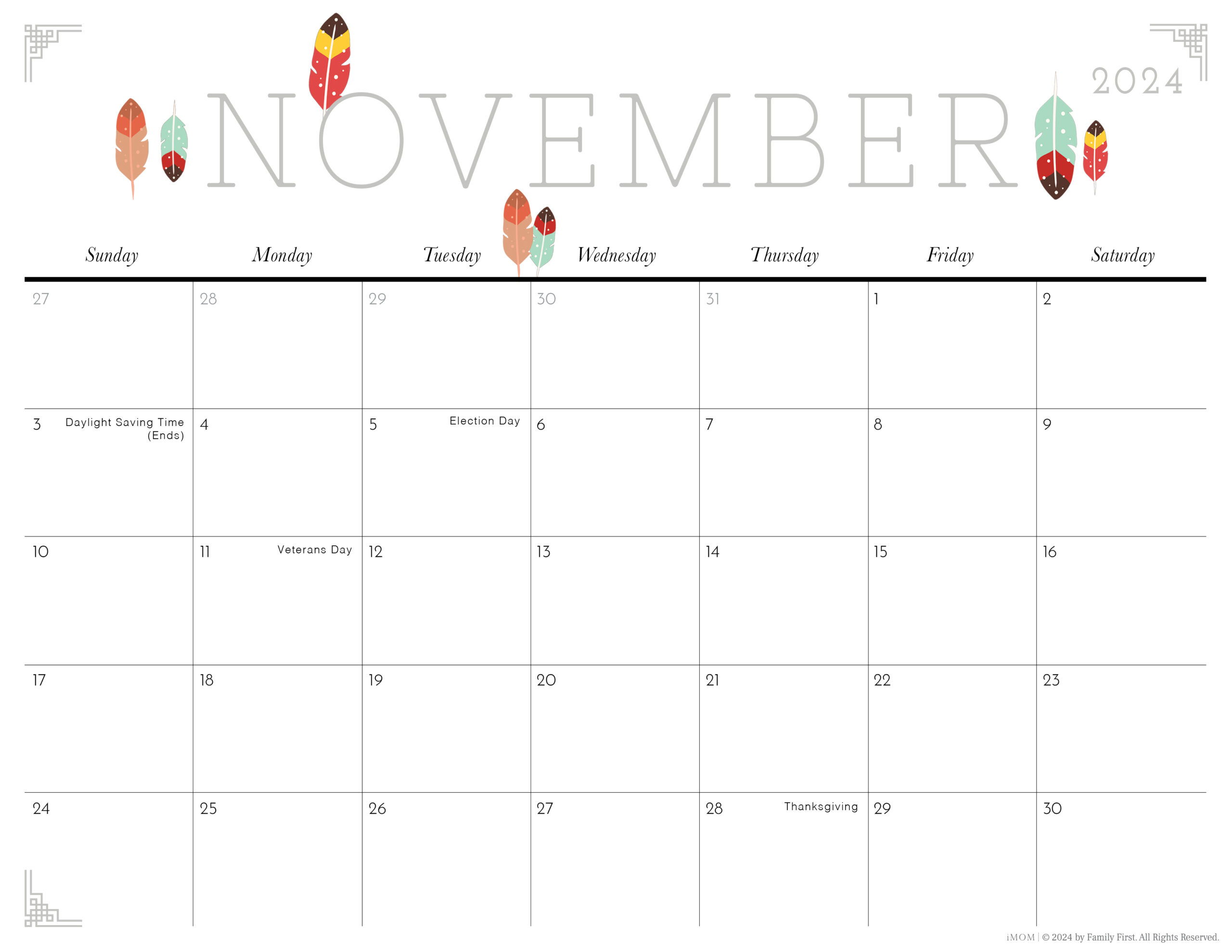 2024-2025 Cute Printable Calendars For Moms - Imom | November Printable Calendar 2024 Imom