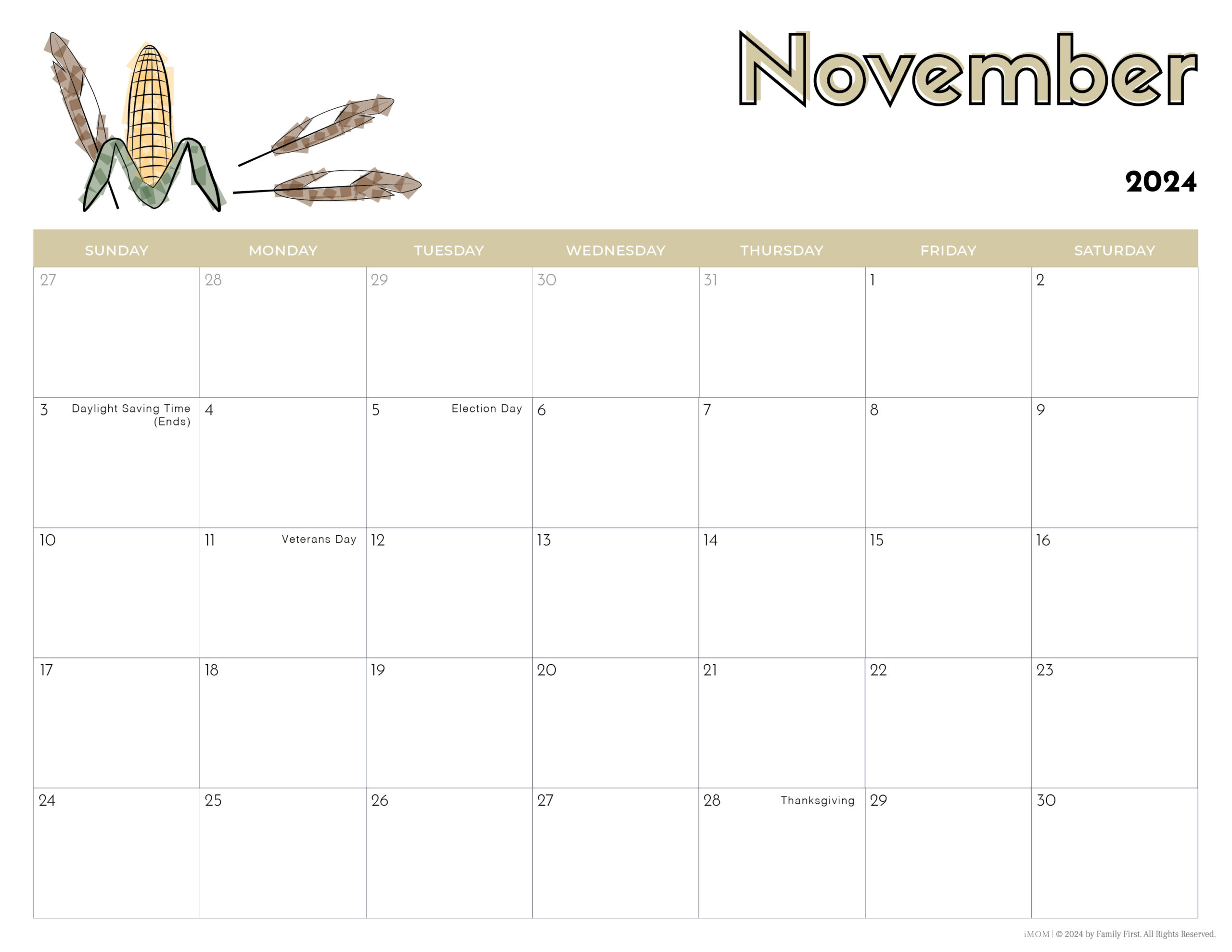 2024-2025 Printable Calendars For Kids - Imom | November Calendar 2024 For Kids Printable