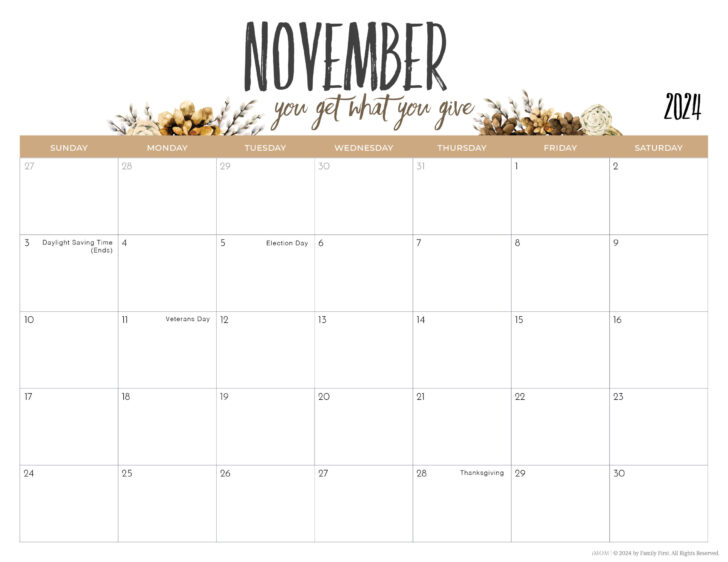 November Calendar 2024 Printable Pinterest | Calendar 2024