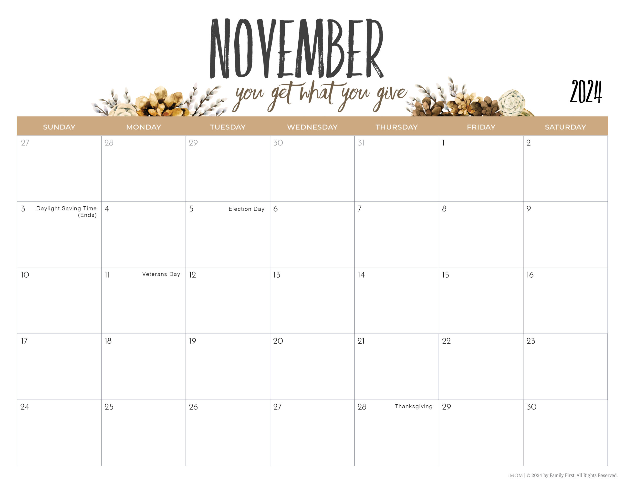 2024-2025 Printable Calendars For Moms - Imom | November Calendar 2024 Printable Canada