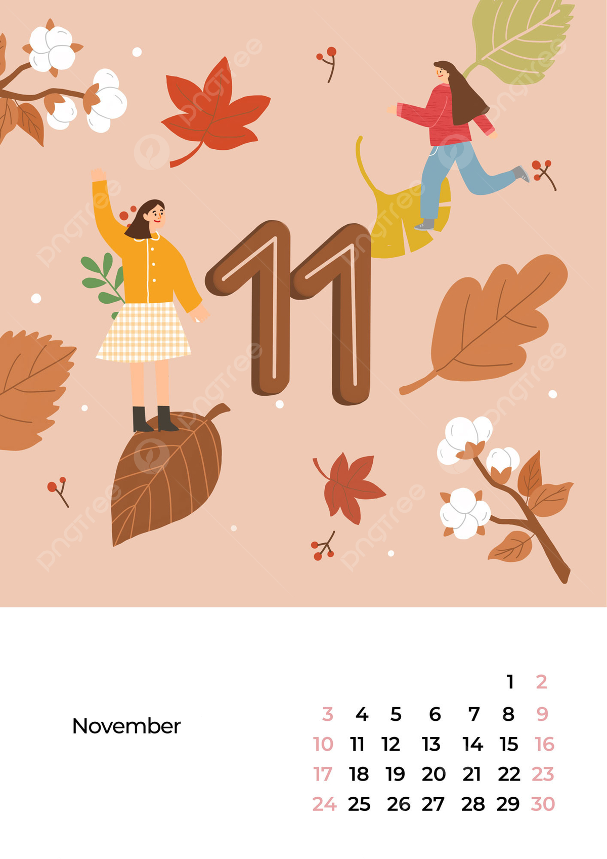 2024 Calendar Cartoon Style November Template Template Download On | November Calendar Cartoon Printable 2024