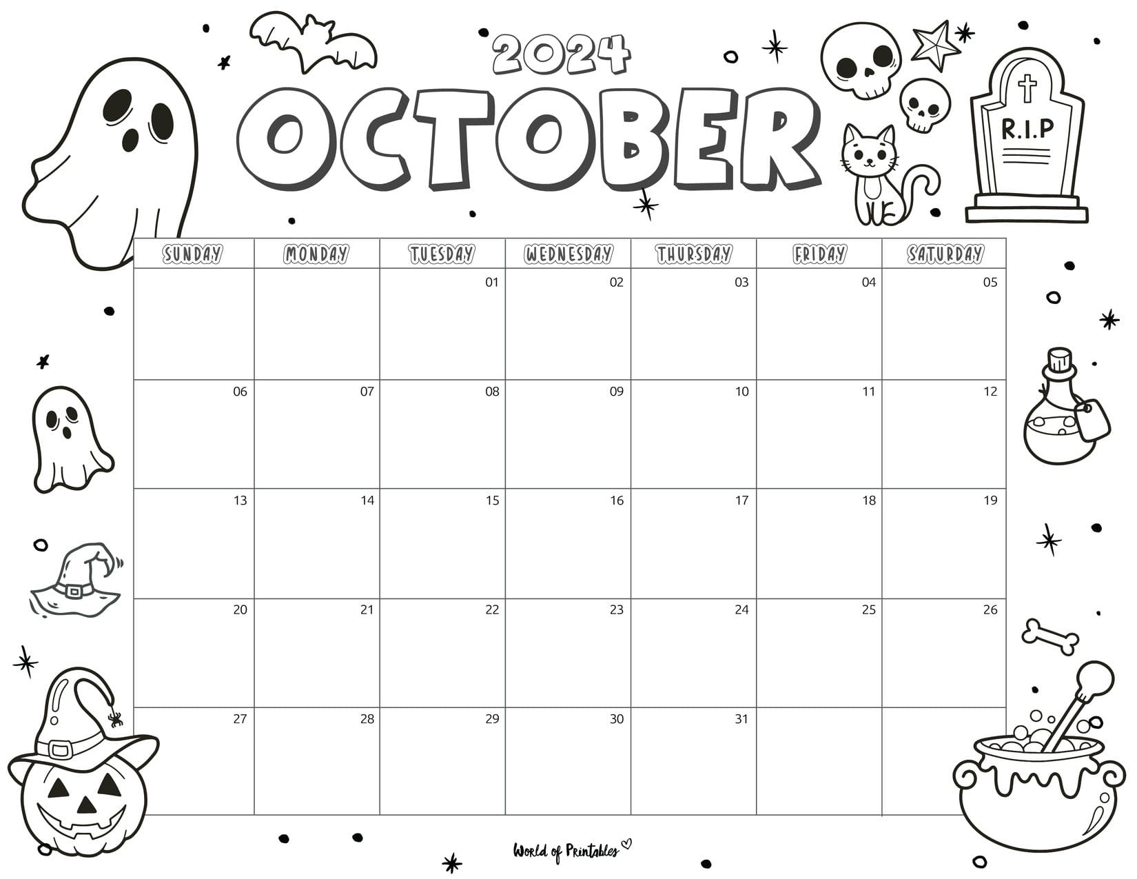 2024 Coloring Calendar - Free Printables - World Of Printables | November Calendar 2024 Printable Coloring