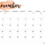 2024 Monday Start Calendar Printable   Watercolor   Paper Trail Design | November Calendar 2024 Printable Starting Monday