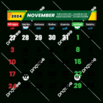 Calendar 2024 November With Red Dates And National Holidays Vector |  Calendar 2024