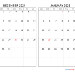 December 2024 And January 2025 Calendar | Calendar Quickly | November December January 2024 Calendar Printable