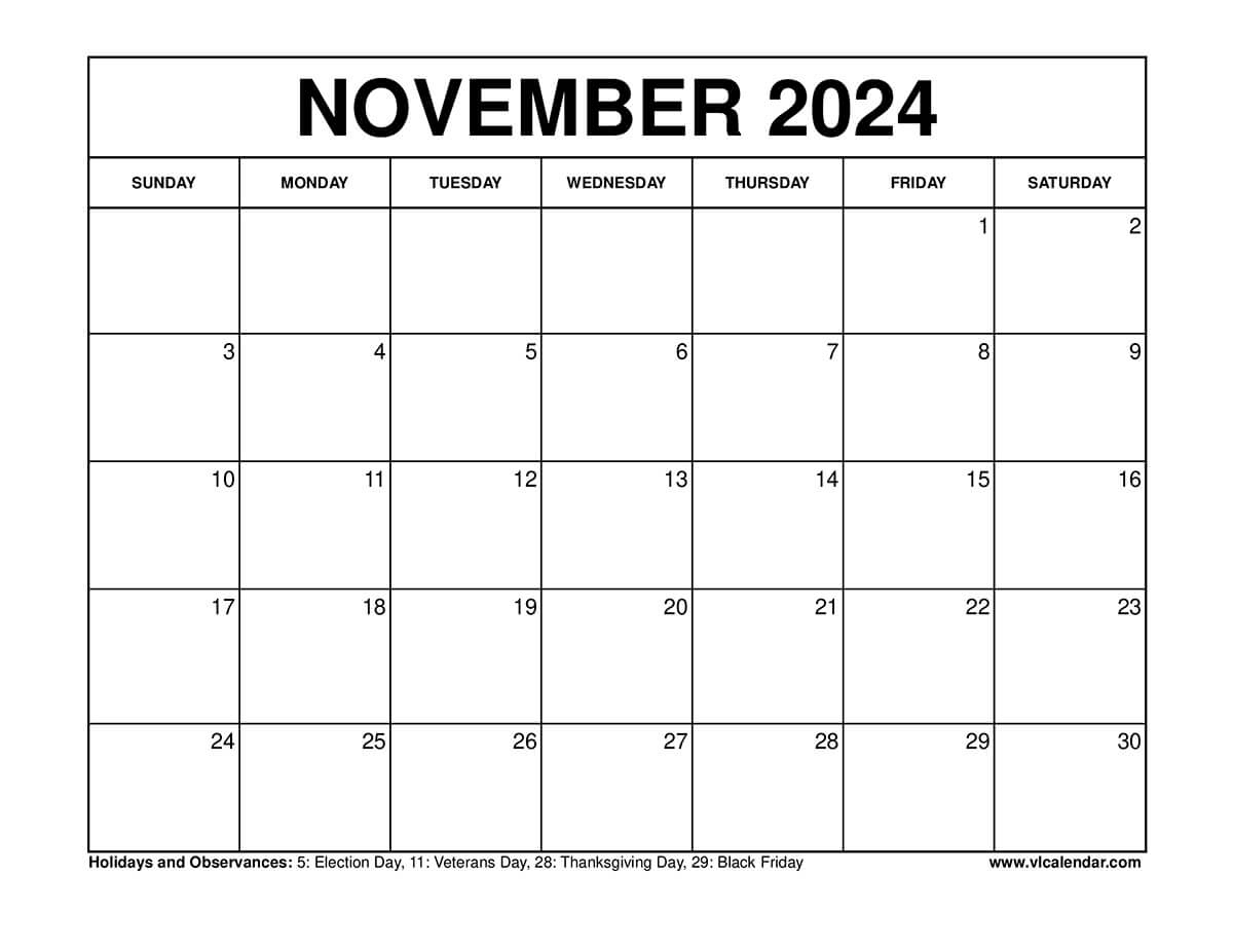 December 2024 Calendar Printable Templates With Holidays | Printable Calendar November 2024 Wincalendar