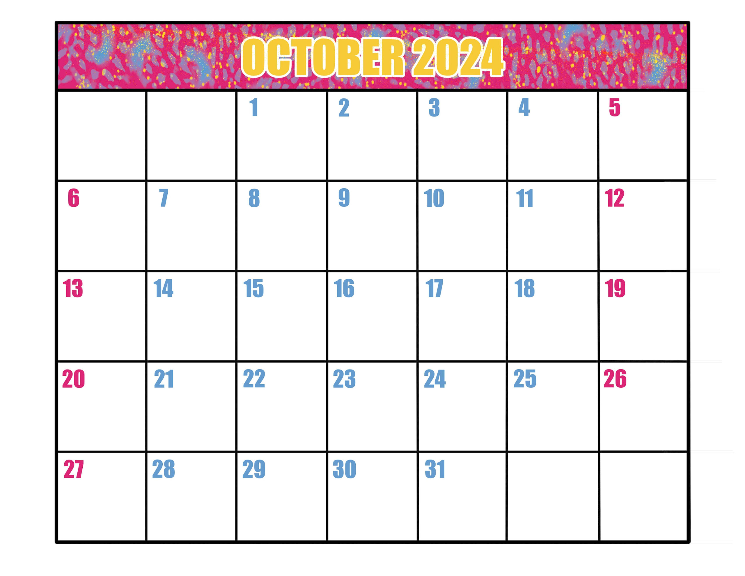 Druckbarer Kalender Oktober 2024 | Calendar 2024