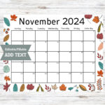 Editable November 2024 Calendar, Fillable Printable Digital |  Calendar 2024