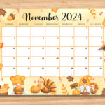 Editable November 2024 Calendar, Happy Thanksgiving With Cute |  Calendar 2024