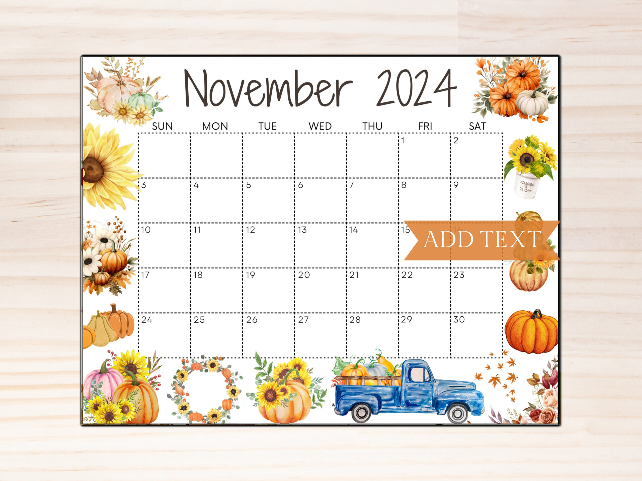 Editable November 2024 Calendar, Printable Calendar For Fall W | Printable Calendarcalligraphy Monthly November 2024