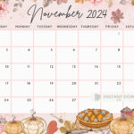 Fillable November 2024 Calendar, Sweet Autumn. Cute Fall Pumpkin |  Calendar 2024