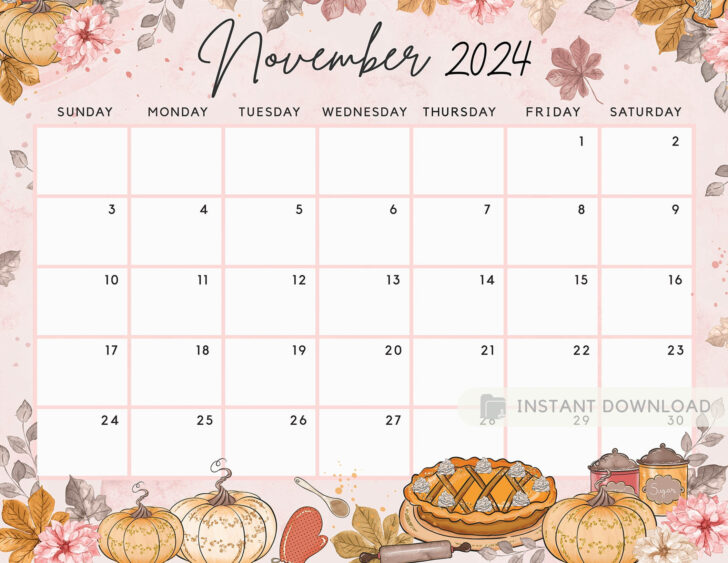 Printable Calendar November 2024 Girls | Calendar 2024