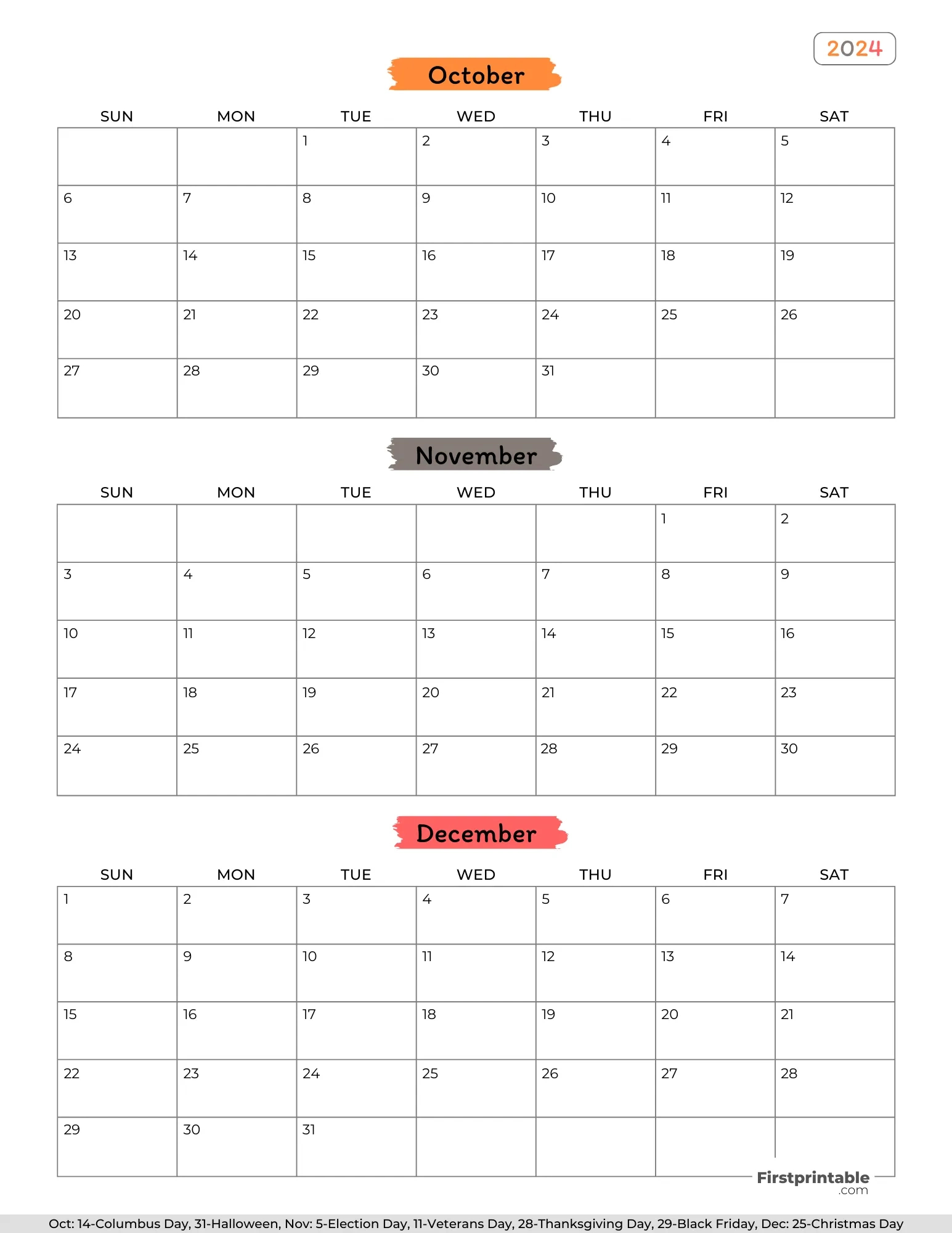 Free 3 Month Calendars 2024 | Printable Calendar 2024 August September October November