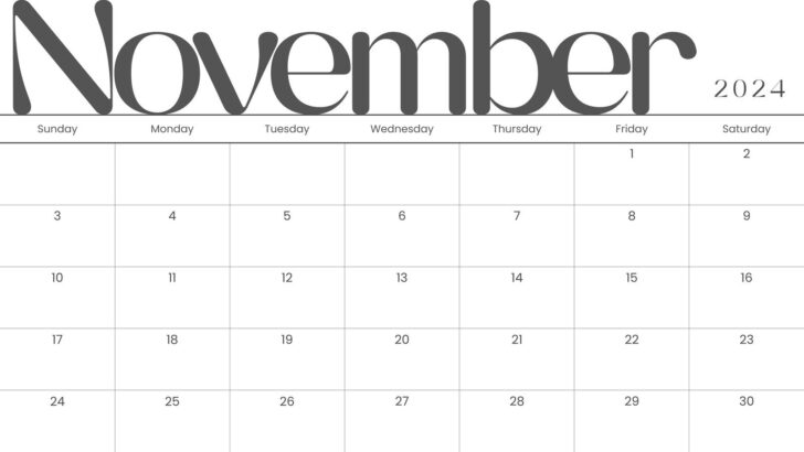 2024 November Calendar Free Printable | Calendar 2024