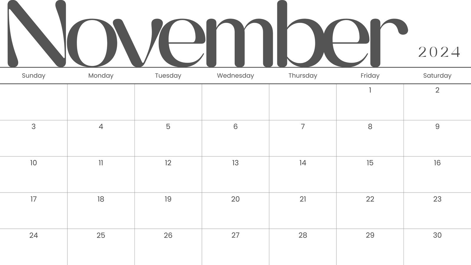 Free And Printable November 2024 Calendar Templates | Canva | 2024 November Calendar Free Printable