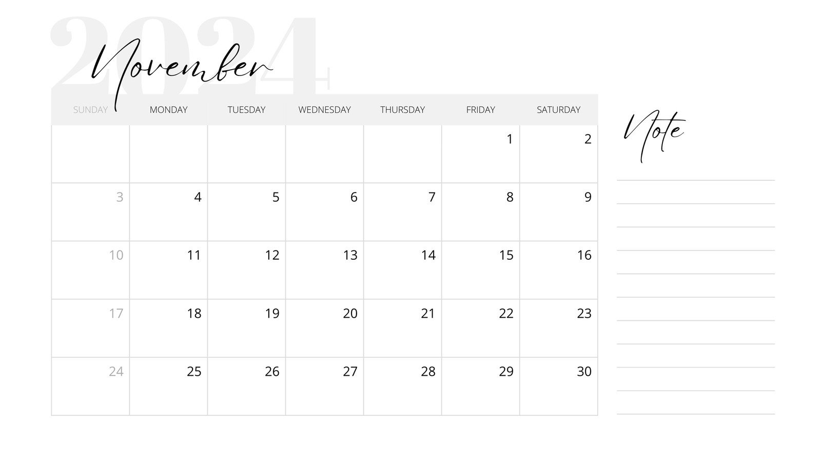 Free And Printable November 2024 Calendar Templates | Canva | Calendar 2024