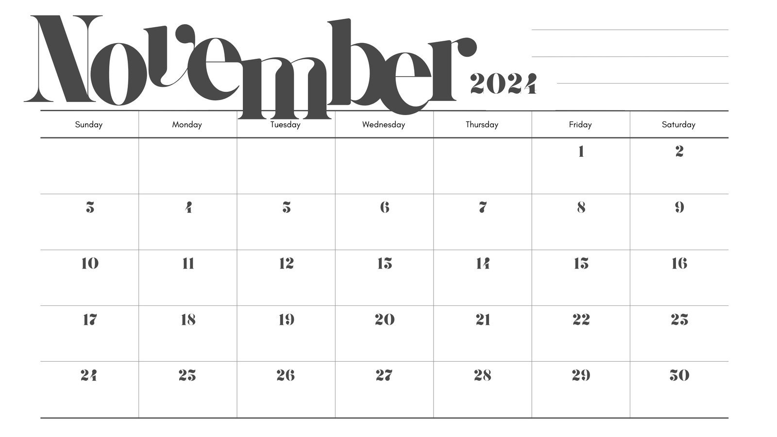 Free And Printable November 2024 Calendar Templates | Canva | Calendar 2024