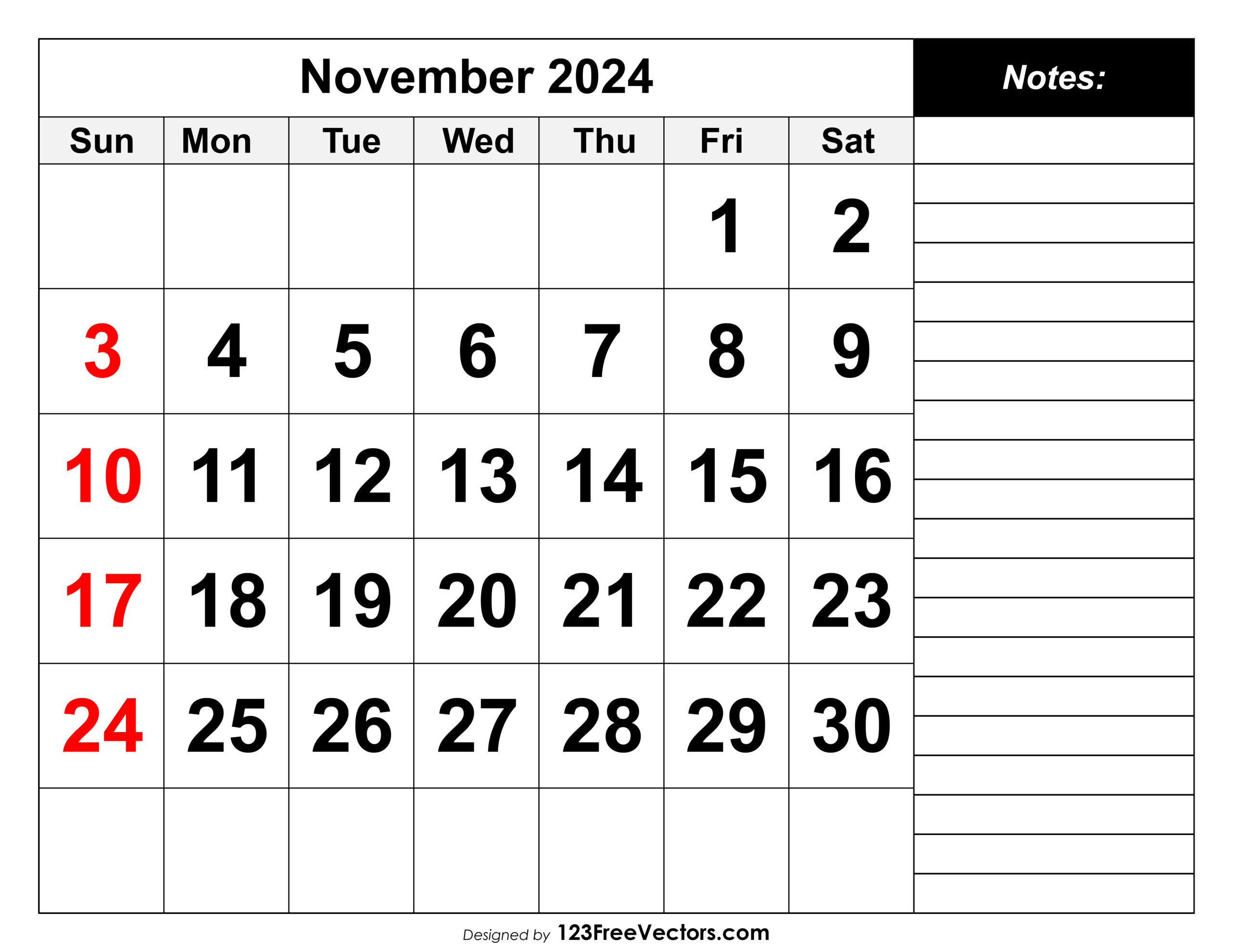 Free Calendar November 2024 | Calendar 2024