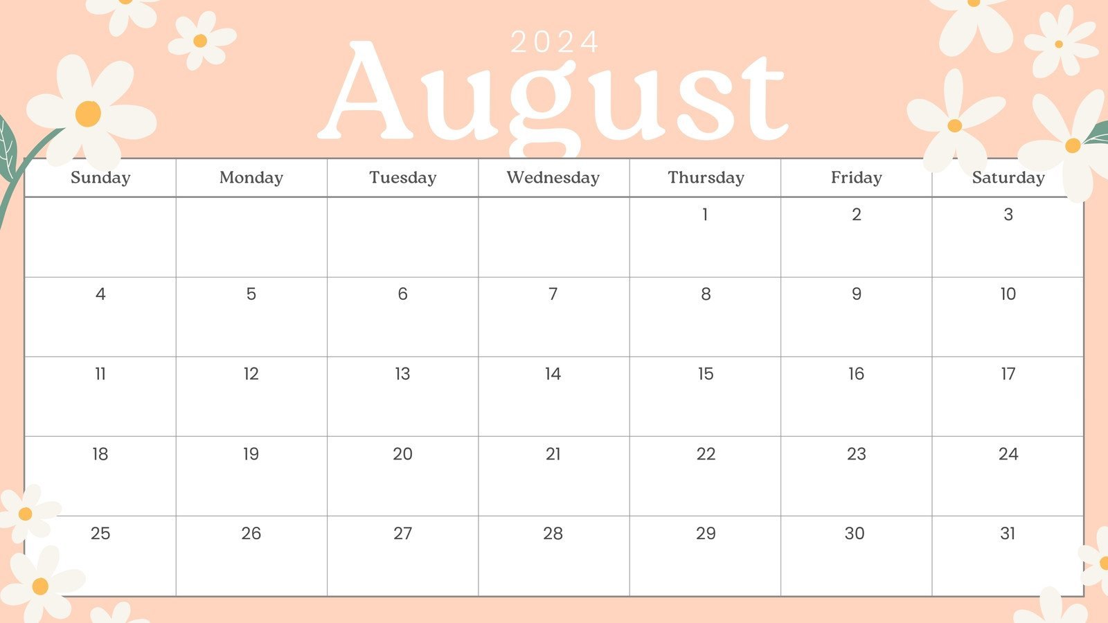 Free Printable August 2024 Calendar Templates | Canva | Printable Calendar August To November 2024