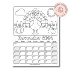 Free Printable Coloring Calendar For Kids In 2024 • Mindfulmazing | Printable Coloring Calendars November 2024