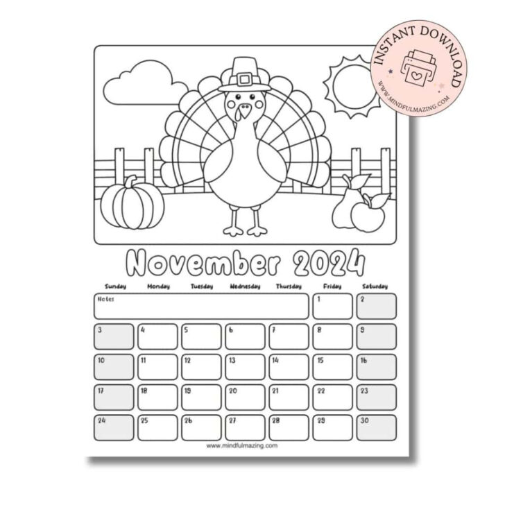 Printable Coloring Calendars November 2024 | Calendar 2024