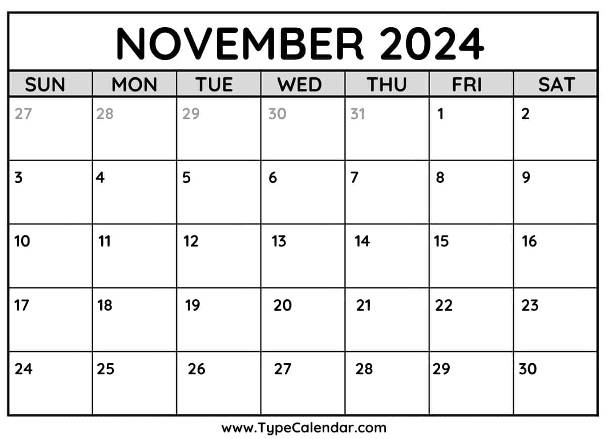 Free Printable Monthly Calendar 2024 | November Calendar 2024 Printable Wincalendar