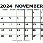 Free Printable November 2024 Calendar | November December 2024 Fancy Calendar Free Printable