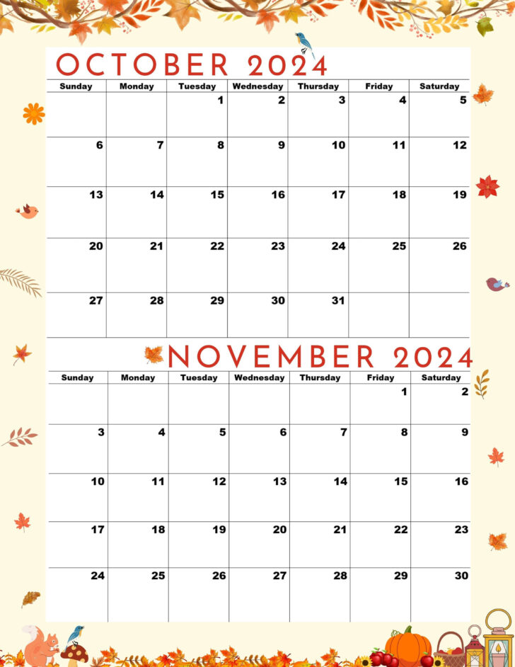 October and November Calendar 2024 Printable | Calendar 2024