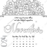 Mandala Affirmation Calendar Coloring Page November Stock Vector |  Calendar 2024