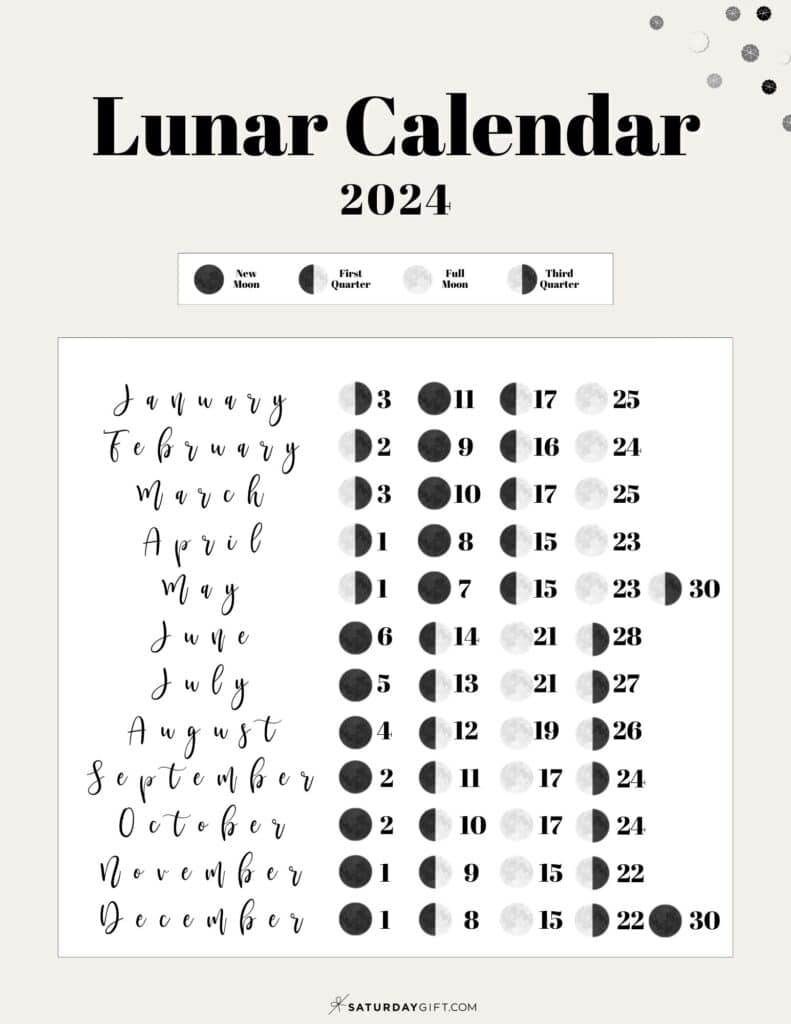 Moon Phase Calendar - Cute &amp;amp; Free Printable 2024 Lunar Calendar | Printable Lunar Calendar November 2024