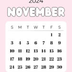 November 2024 Calendar   20 Cute & Free Printables | Saturdaygift |  Calendar 2024