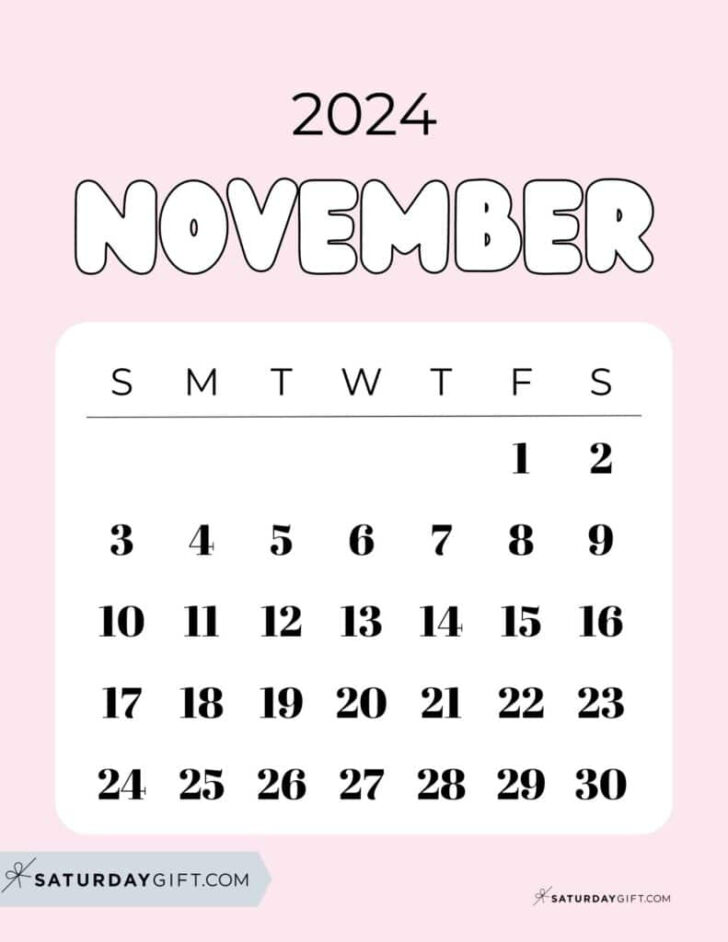 Free Cute Printable Calendar November 2024 | Calendar 2024