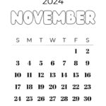 November 2024 Calendar   20 Cute & Free Printables | Saturdaygift | November 2024 22 Calendar Printable