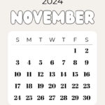 November 2024 Calendar   20 Cute & Free Printables | Saturdaygift | November 2024 23 Calendar Printable