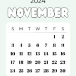 November 2024 Calendar   20 Cute & Free Printables | Saturdaygift | Pretty Printable November 2024 Calendar