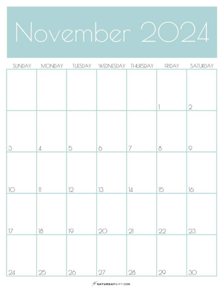 Printable Monthly Calendar 2024 Portrait November | Calendar 2024