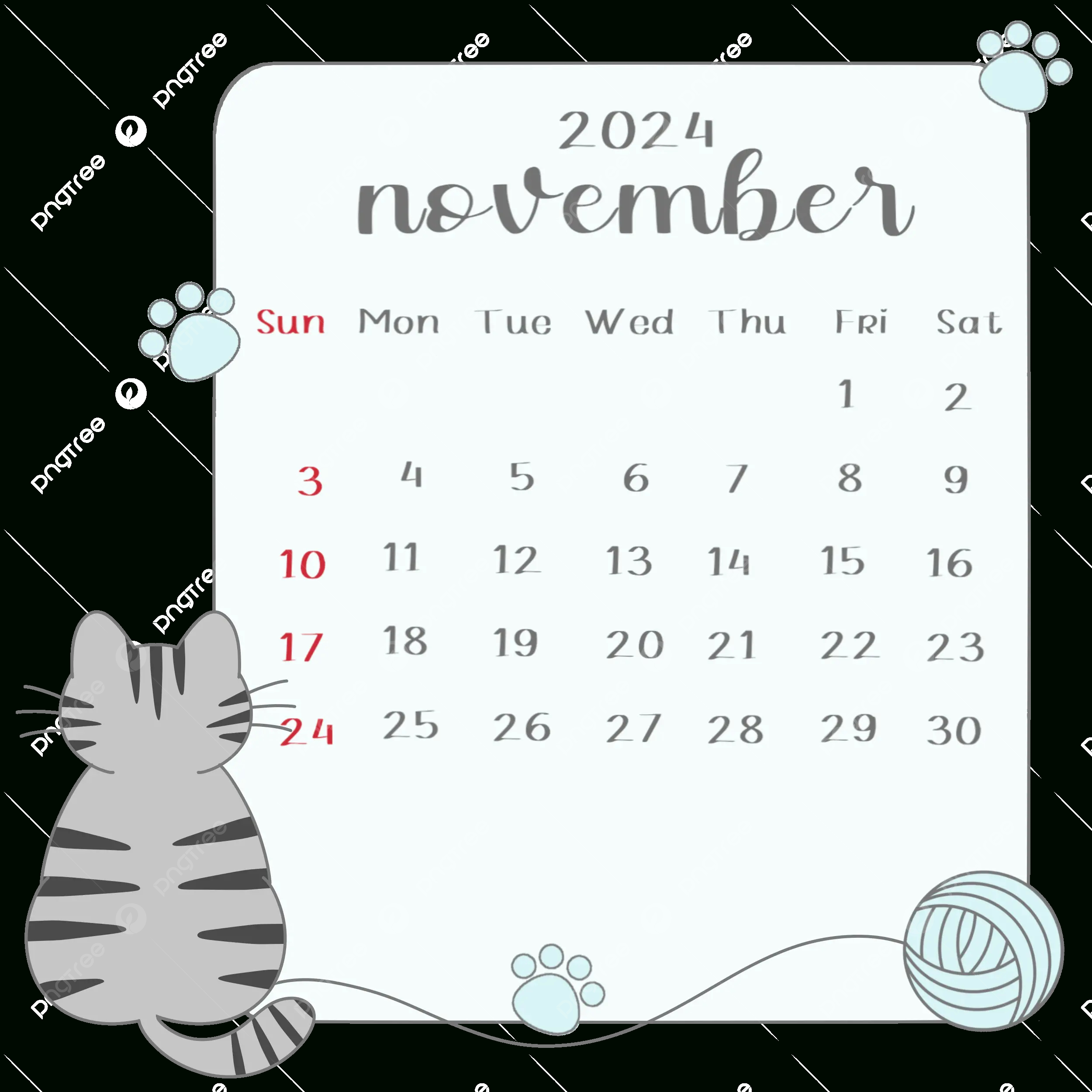 November 2024 Calendar Cat Rear View, 2024, Monthly Calendar | Calendar 2024