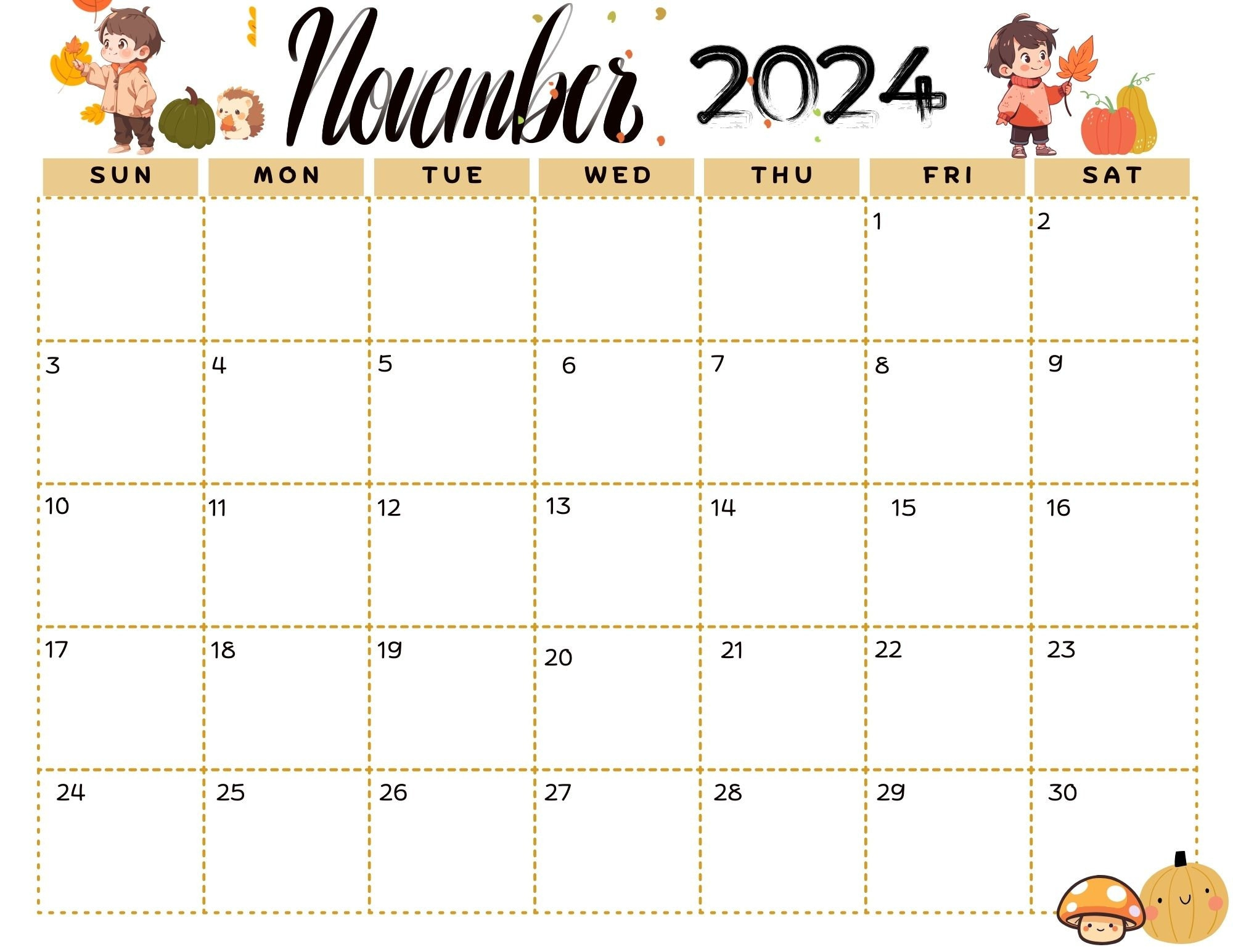 November 2024 Calendar Digital, Printable - Etsy | Calendar 2024