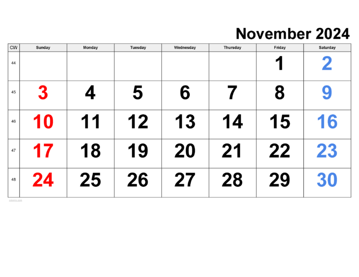 Free Printable November 2024 Calendar Pieces | Calendar 2024