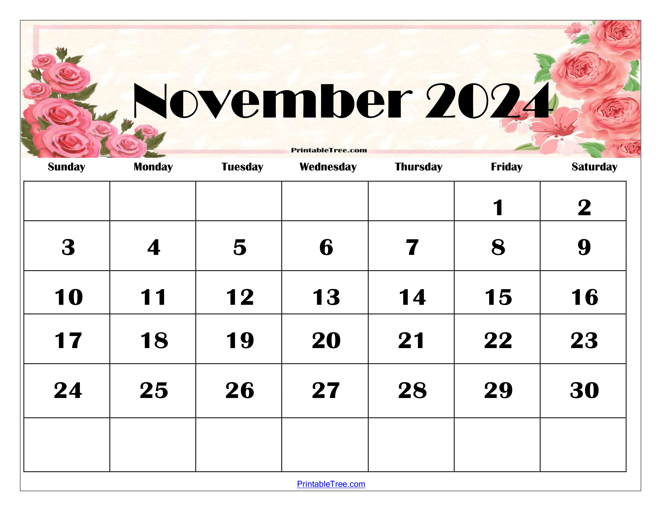 November 2024 Calendar Printable Pdf Template With Holidays | Calendar 2024