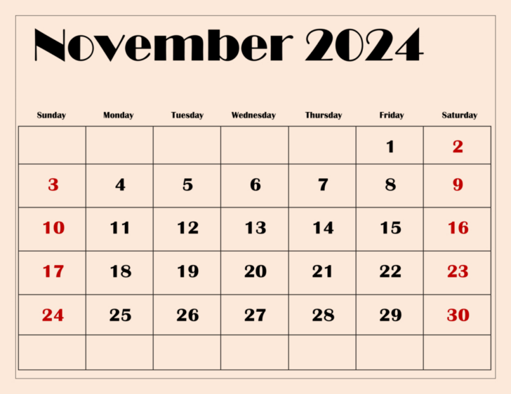 Printable Calendar November 2024 To April 2024 | Calendar 2024